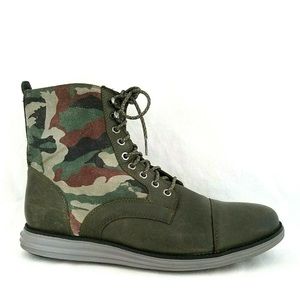 COLE HAAN Lunargrand Boots Green Camo Waterproof Grey Sole Men's US 10